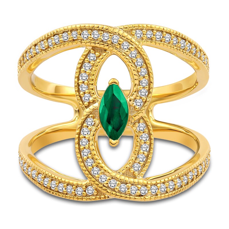 Natural Emerald Ring 1/3 ct tw Diamonds 14K Yellow Gold