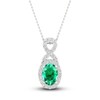 Thumbnail Image 1 of Lab-Created Emerald & White Lab-Created Sapphire Necklace 10K White Gold 18"