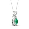 Thumbnail Image 2 of Lab-Created Emerald & White Lab-Created Sapphire Necklace 10K White Gold 18"