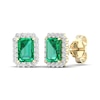 Thumbnail Image 0 of Lab-Created Emerald & Lab-Created White Sapphire Stud Earrings 10K Yellow Gold