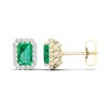 Thumbnail Image 2 of Lab-Created Emerald & Lab-Created White Sapphire Stud Earrings 10K Yellow Gold