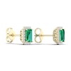 Thumbnail Image 3 of Lab-Created Emerald & Lab-Created White Sapphire Stud Earrings 10K Yellow Gold