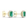 Thumbnail Image 3 of Lab-Created Emerald & Lab-Created White Sapphire Stud Earrings 10K Yellow Gold