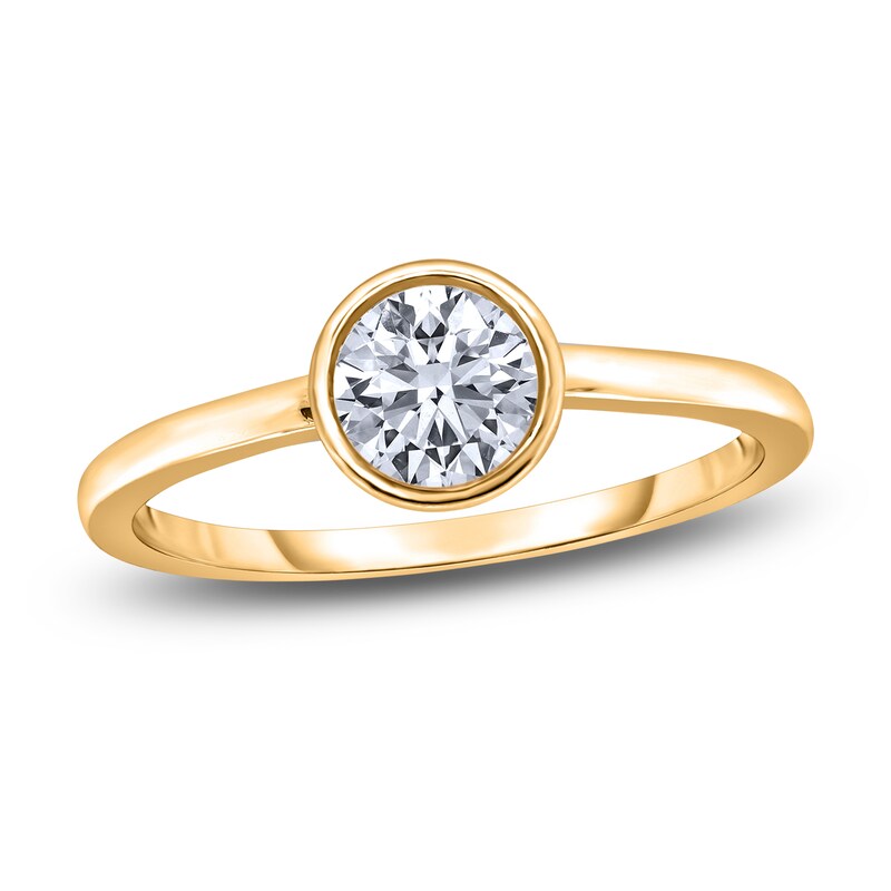 Main Image 1 of Diamond Solitaire Engagement Ring 1 ct tw Bezel-Set Round 14K Yellow Gold (I2/I)