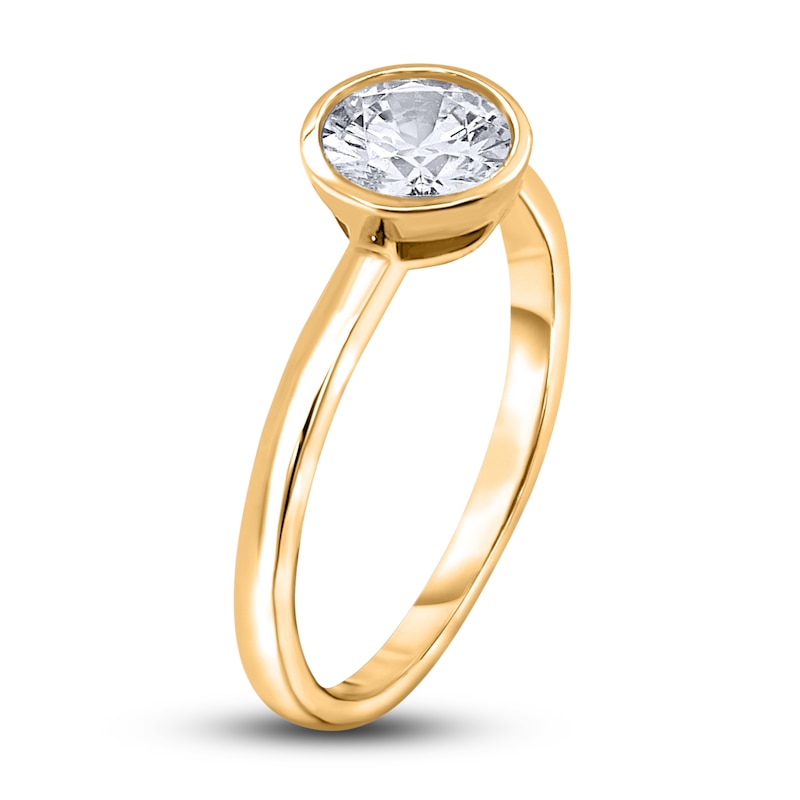 Main Image 2 of Diamond Solitaire Engagement Ring 1 ct tw Bezel-Set Round 14K Yellow Gold (I2/I)