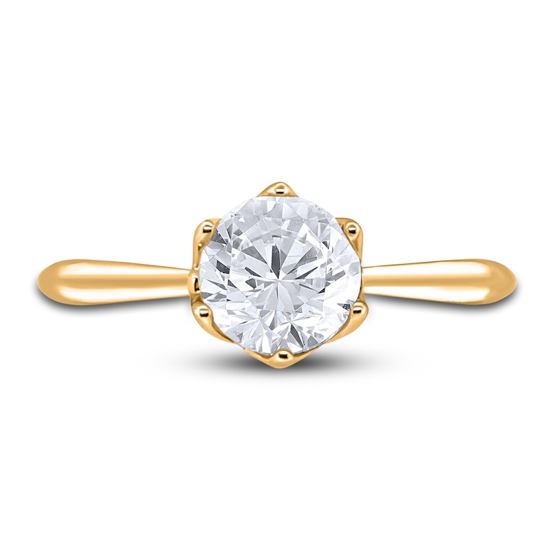 Main Image 3 of Diamond Cathedral Solitaire Engagement Ring 1 ct tw Round 14K Yellow Gold (I2/I)
