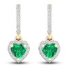 Thumbnail Image 1 of Natural Emerald Dangle Earrings 1/8 ct tw Diamonds 14K Yellow Gold