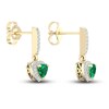 Thumbnail Image 4 of Natural Emerald Dangle Earrings 1/8 ct tw Diamonds 14K Yellow Gold
