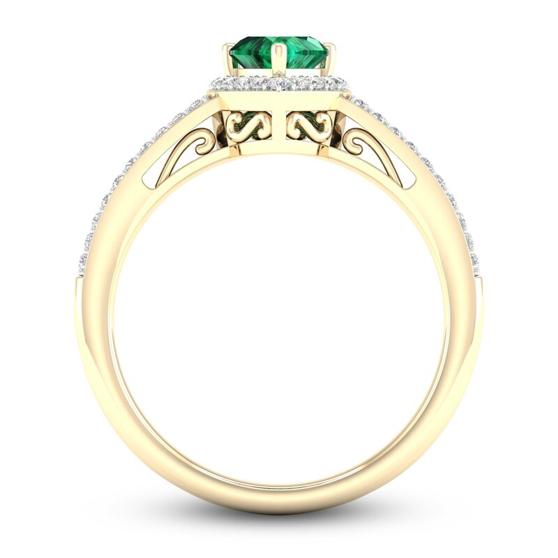 Natural Emerald Ring 1/8 ct tw Diamonds 14K Yellow Gold | Jared