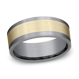 Satin Wedding Band 14K Yellow Gold/Tantalum 8.0mm