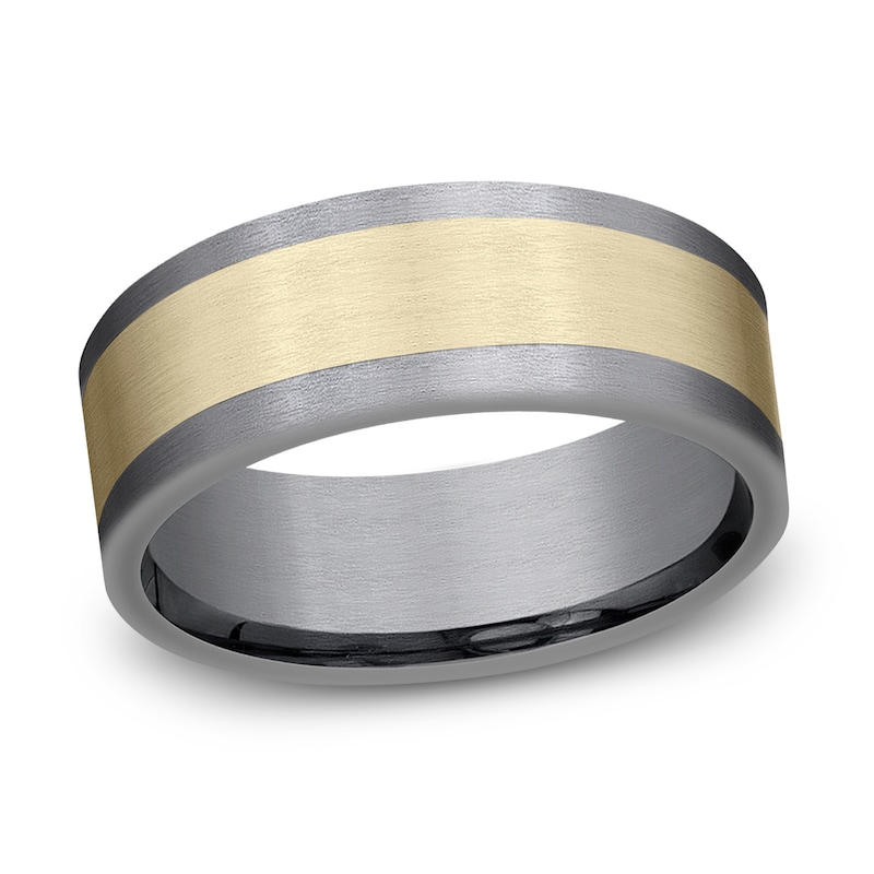 Main Image 1 of Satin Wedding Band 14K Yellow Gold/Tantalum 8.0mm