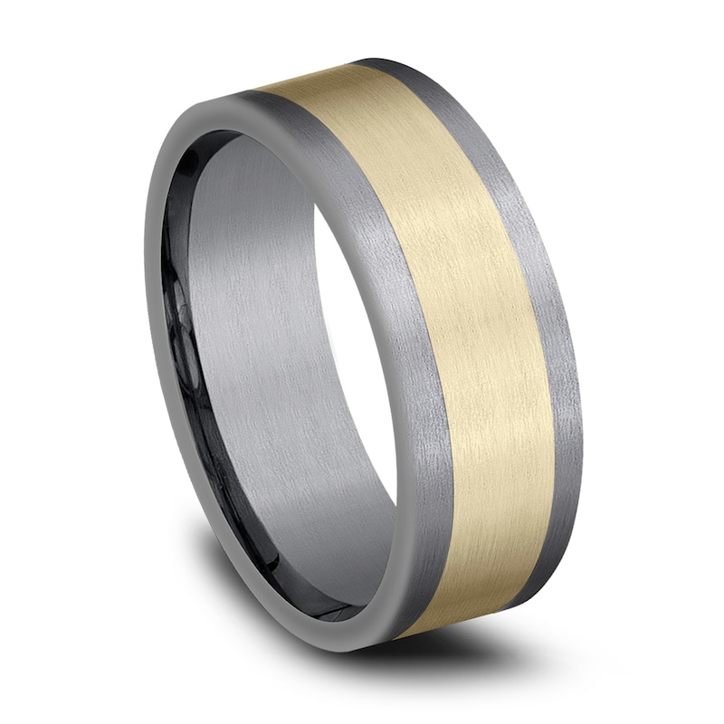 Main Image 2 of Satin Wedding Band 14K Yellow Gold/Tantalum 8.0mm