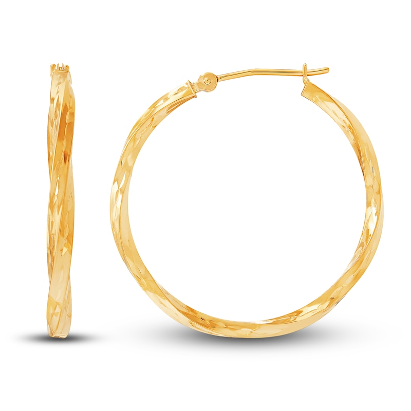 Main Image 3 of Polished Square Twist Hoop Earrings 14K Yellow Gold