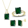 Thumbnail Image 0 of Lab-Created Emerald Ring, Earring & Necklace Set 1/5 ct tw Diamonds 10K Yellow Gold