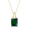 Thumbnail Image 2 of Lab-Created Emerald Ring, Earring & Necklace Set 1/5 ct tw Diamonds 10K Yellow Gold