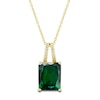 Thumbnail Image 1 of Lab-Created Emerald Ring, Earring & Necklace Set 1/5 ct tw Diamonds 10K Yellow Gold