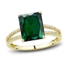 Thumbnail Image 3 of Lab-Created Emerald Ring, Earring & Necklace Set 1/5 ct tw Diamonds 10K Yellow Gold