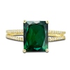 Thumbnail Image 4 of Lab-Created Emerald Ring, Earring & Necklace Set 1/5 ct tw Diamonds 10K Yellow Gold