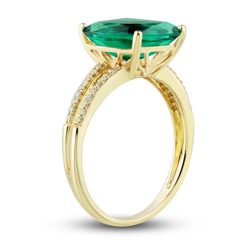 Main Image 6 of Lab-Created Emerald Ring, Earring & Necklace Set 1/5 ct tw Diamonds 10K Yellow Gold
