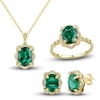 Thumbnail Image 0 of Lab-Created Emerald Ring, Earring & Necklace Set 1/3 ct tw Diamonds 10K Yellow Gold