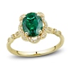 Thumbnail Image 3 of Lab-Created Emerald Ring, Earring & Necklace Set 1/3 ct tw Diamonds 10K Yellow Gold