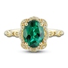 Thumbnail Image 4 of Lab-Created Emerald Ring, Earring & Necklace Set 1/3 ct tw Diamonds 10K Yellow Gold