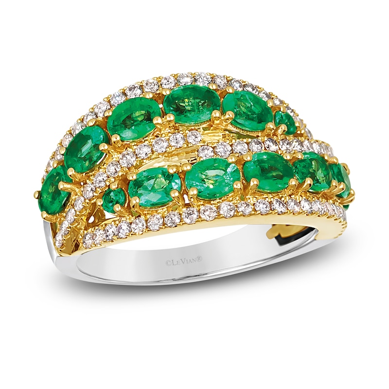Main Image 1 of Le Vian Natural Emerald Ring 1/3 ct tw Diamonds 14K Honey Gold/Platinum