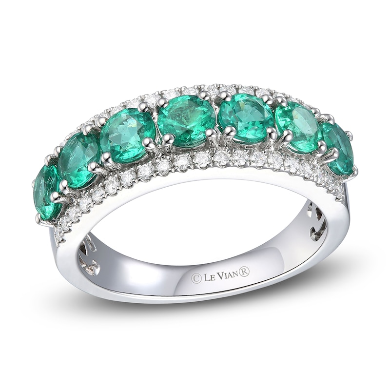 Main Image 1 of Le Vian Natural Emerald Ring 1/3 ct tw Diamonds Platinum