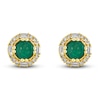 Thumbnail Image 1 of Natural Emerald Stud Earrings 1/4 ct tw Diamonds 14K Yellow Gold