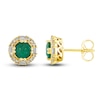Thumbnail Image 2 of Natural Emerald Stud Earrings 1/4 ct tw Diamonds 14K Yellow Gold