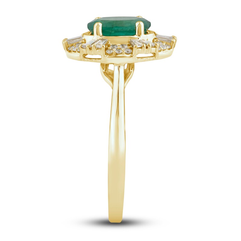 Main Image 3 of Natural Emerald Ring 3/8 ct tw Diamonds 14K Yellow Gold