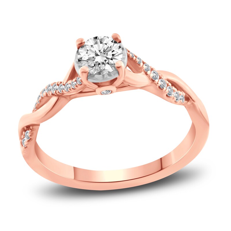 Diamond Engagement Ring 1/2 ct tw Round 10K Rose Gold