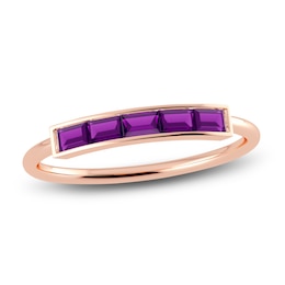 Juliette Maison Natural Amethyst Baguette Bar Ring 10K Rose Gold