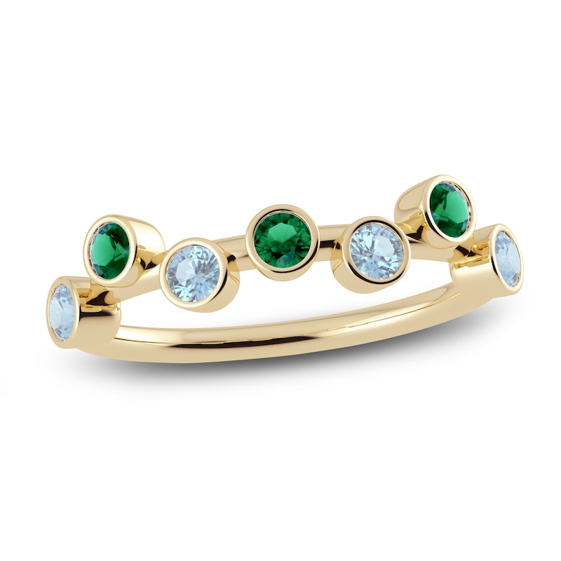 Main Image 1 of Juliette Maison Natural Aquamarine & Natural Emerald Ring 10K Yellow Gold