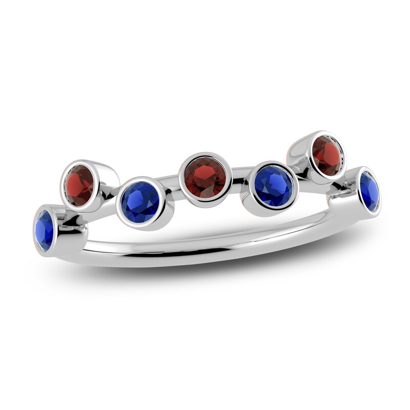 Main Image 1 of Juliette Maison Natural Garnet & Natural Blue Sapphire Ring 10K White Gold