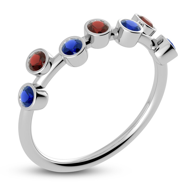 Main Image 2 of Juliette Maison Natural Garnet & Natural Blue Sapphire Ring 10K White Gold