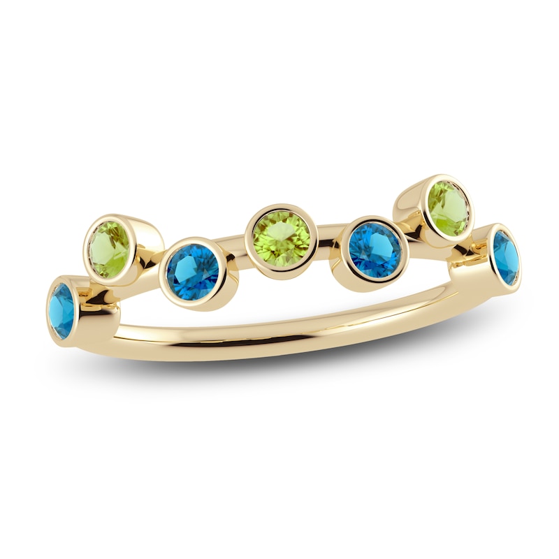 Main Image 1 of Juliette Maison Natural Peridot & Natural Blue Zircon Ring 10K Yellow Gold