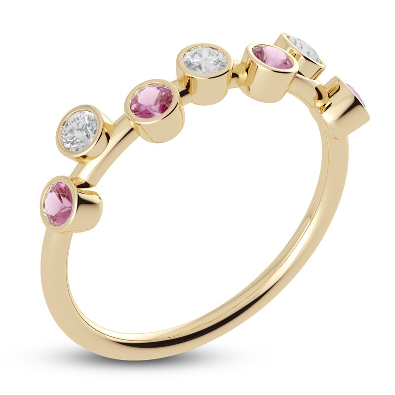 Main Image 2 of Juliette Maison Natural Pink Tourmaline & Natural White Sapphire Ring 10K Yellow Gold