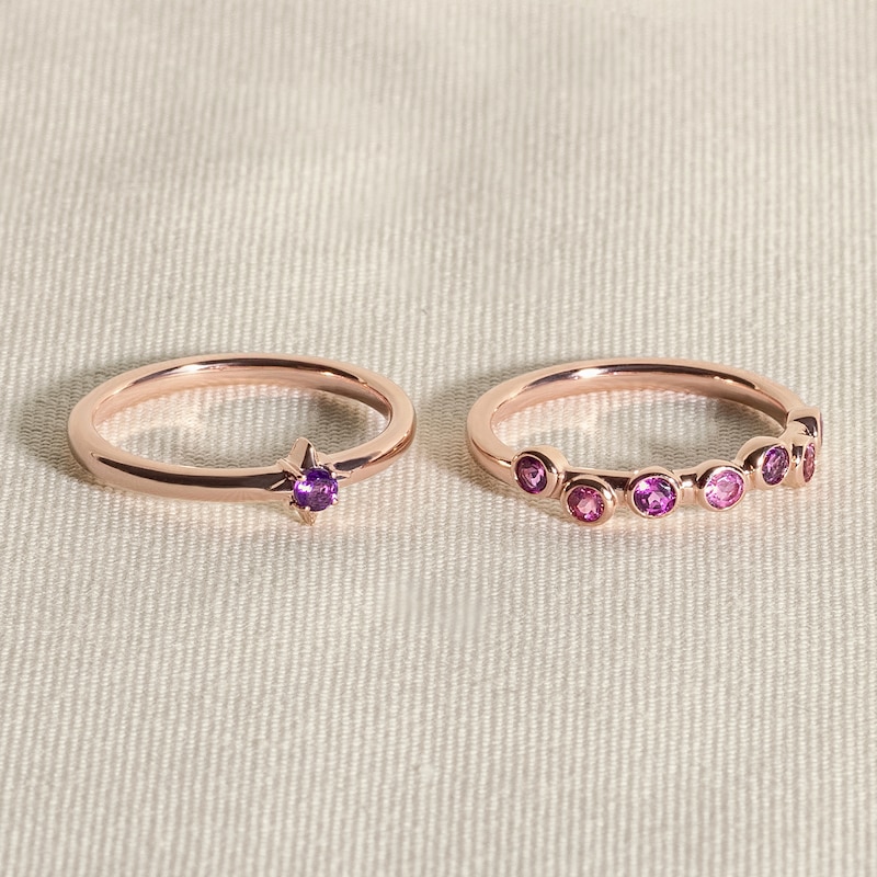 Main Image 4 of Juliette Maison Natural Pink Tourmaline & Natural White Sapphire Ring 10K Yellow Gold