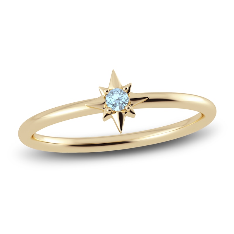 Main Image 1 of Juliette Maison Natural Aquamarine Starburst Ring 10K Yellow Gold