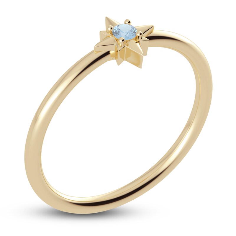 Main Image 2 of Juliette Maison Natural Aquamarine Starburst Ring 10K Yellow Gold
