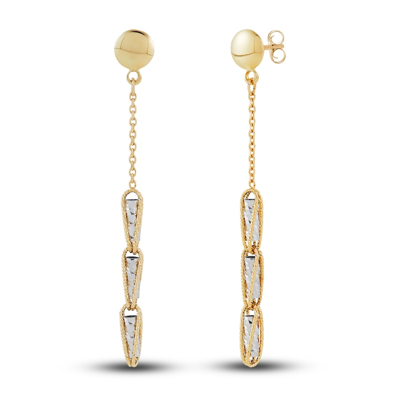 Italia D'Oro Triangle Drop Earrings 14K Two-Tone Gold