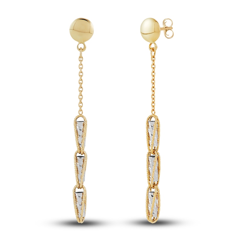 Main Image 1 of Italia D'Oro Triangle Drop Earrings 14K Two-Tone Gold