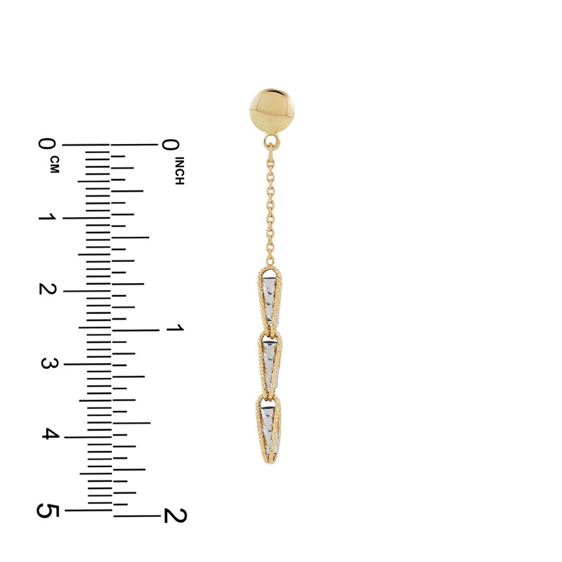 Main Image 2 of Italia D'Oro Triangle Drop Earrings 14K Two-Tone Gold