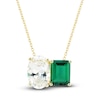 Thumbnail Image 0 of White Lab-Created Sapphire & Lab-Created Emerald Pendant Necklace 10K Yellow Gold 18"