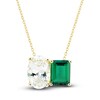 Thumbnail Image 0 of White Lab-Created Sapphire & Lab-Created Emerald Pendant Necklace 10K Yellow Gold 18"