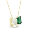 Thumbnail Image 1 of White Lab-Created Sapphire & Lab-Created Emerald Pendant Necklace 10K Yellow Gold 18"