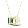 Thumbnail Image 2 of White Lab-Created Sapphire & Lab-Created Emerald Pendant Necklace 10K Yellow Gold 18"