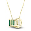 Thumbnail Image 3 of White Lab-Created Sapphire & Lab-Created Emerald Pendant Necklace 10K Yellow Gold 18"