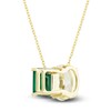 Thumbnail Image 2 of White Lab-Created Sapphire & Lab-Created Emerald Pendant Necklace 10K Yellow Gold 18"